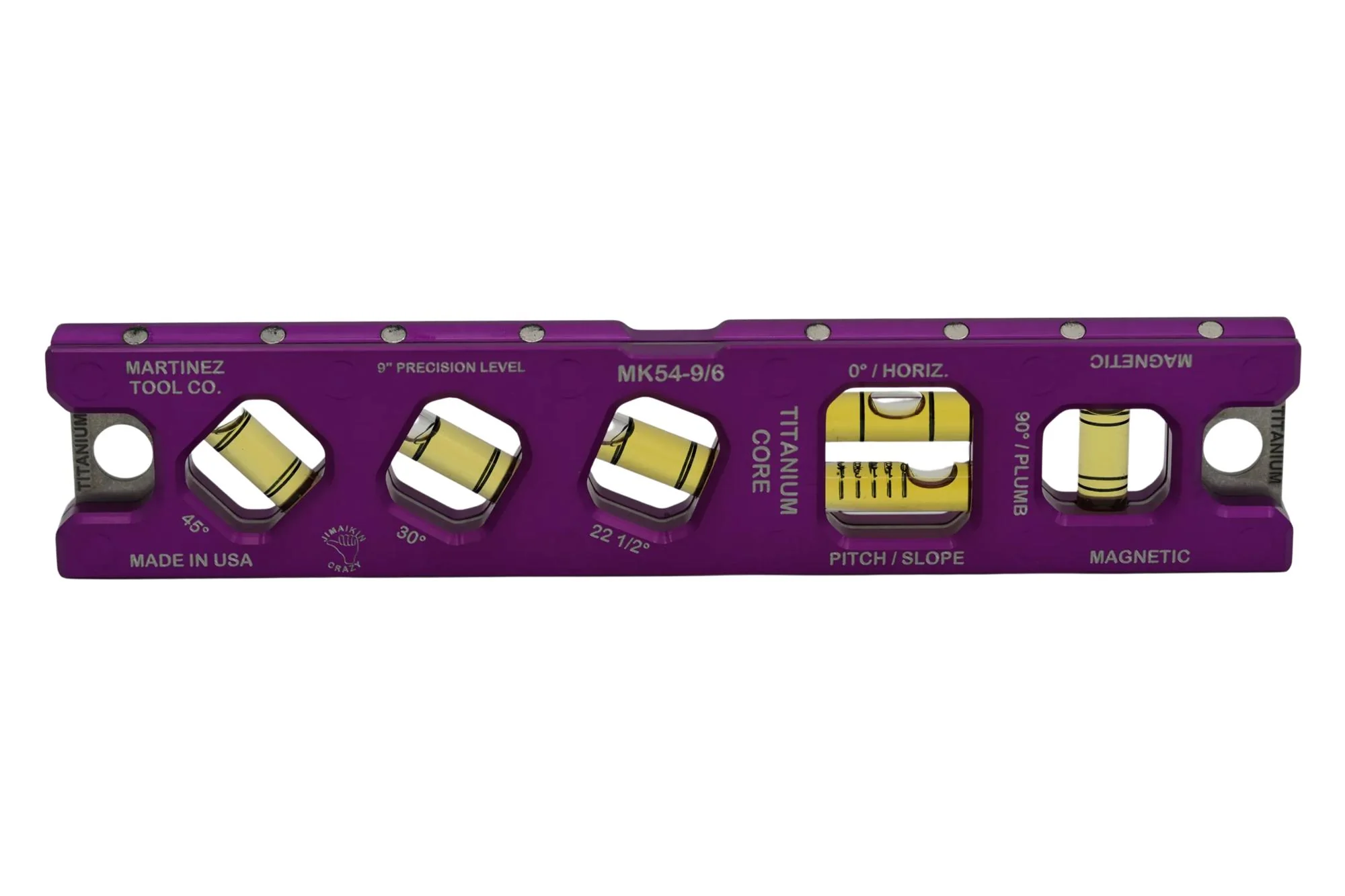 Martinez Titanium 9" V Groove Magnetic Torpedo and Conduit Level - Purple - Image 2